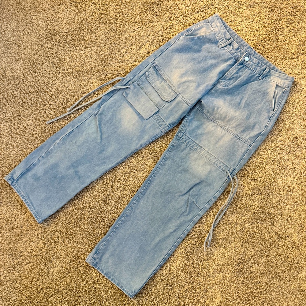 EUC Half Heart Cargo Style Jeans, Size Large